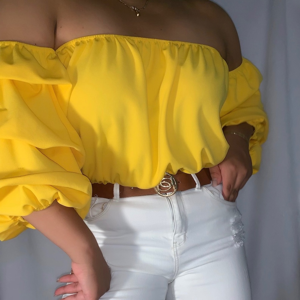 Yellow off shoulder top